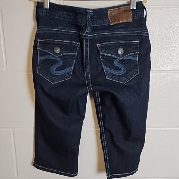 Silver Suki Stretch Denim Peddle Pusher Bermuda Denim Shorts - Picture 2 of 13